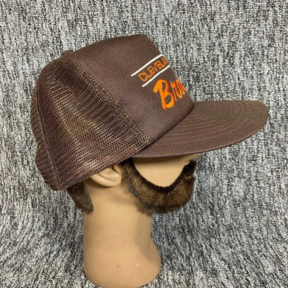 Vtg 80s Cleveland Browns Annco Professional Model Trucker Snapback Hat Cap Mesh